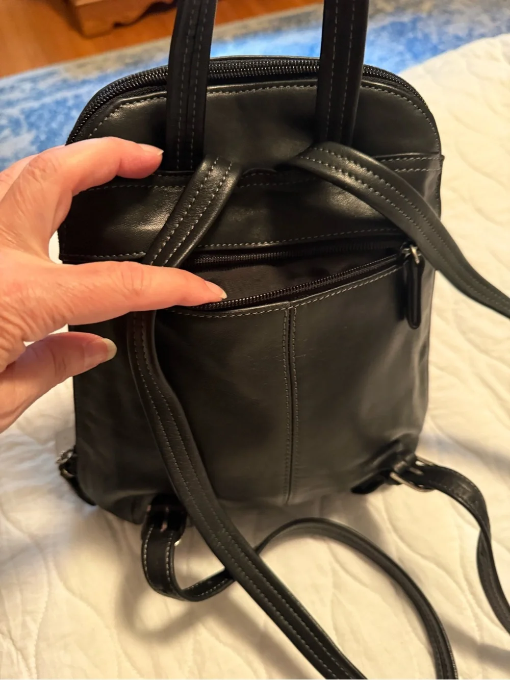 Classic Y2K Tignanello Black Leather Mini Backpack/Slingback